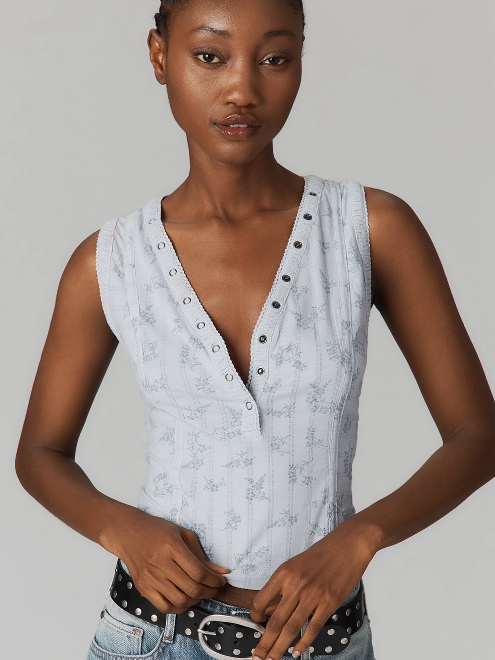 Pilcro V-Neck Pointelle Tank